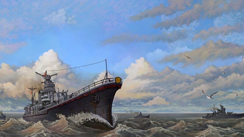 Warships at Sea — Blue