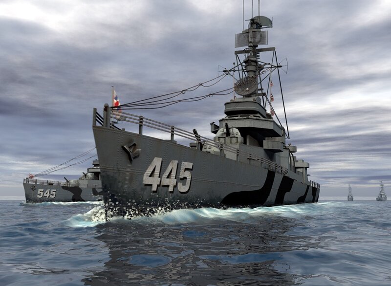 Warships at Sea — Gray, Dramatic, 3d Render
