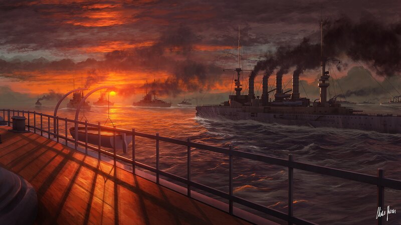Warships at Sunset
