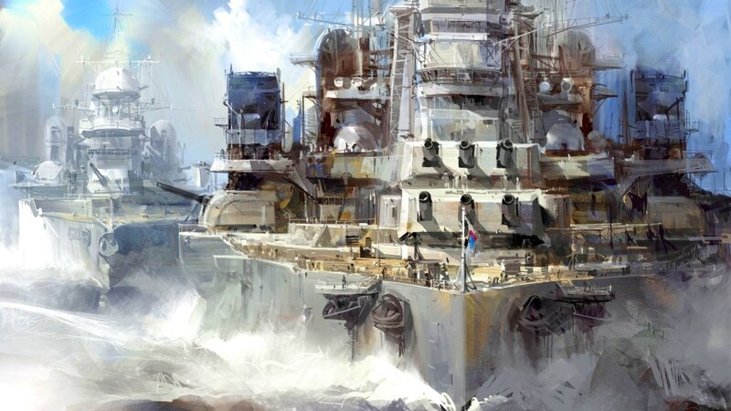 Warships in Battle — Gray, Dramatic