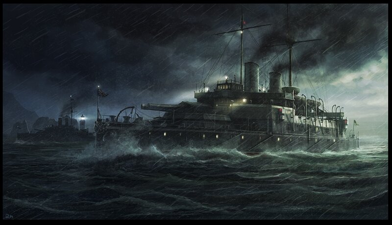 Warships in Storm — Dark Blue