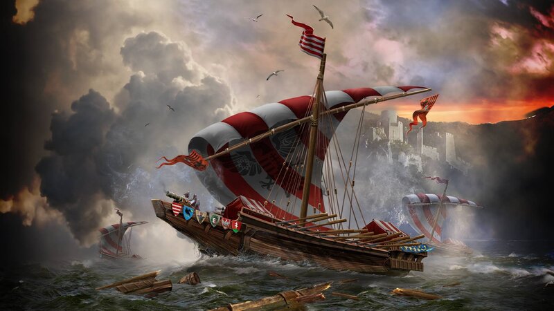 Warships in Storm — Gray, Dramatic