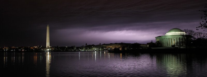 Washington D.C. at night with lightning