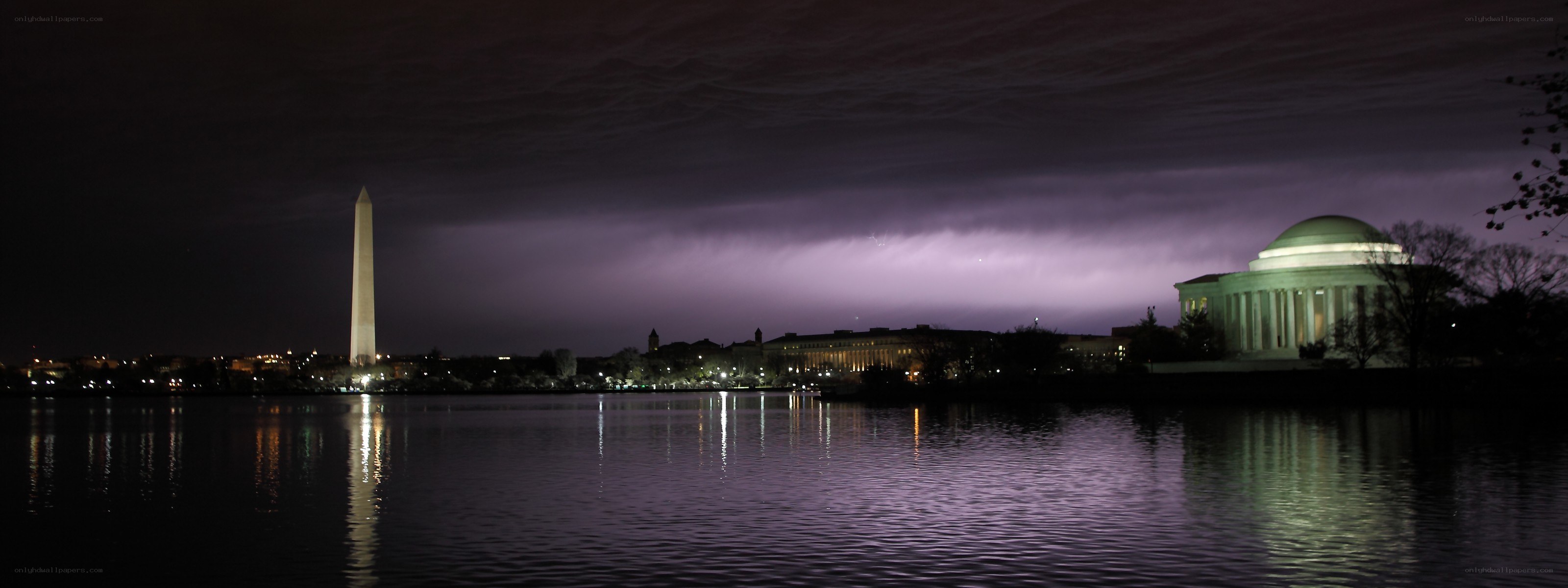 Washington D.C. at night with lightning