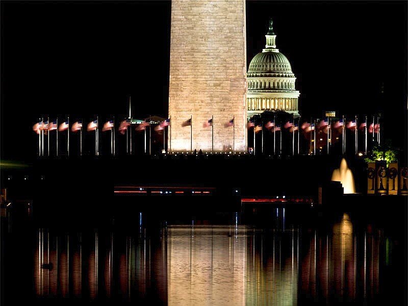 Washington Monument at Night — Black, Dramatic