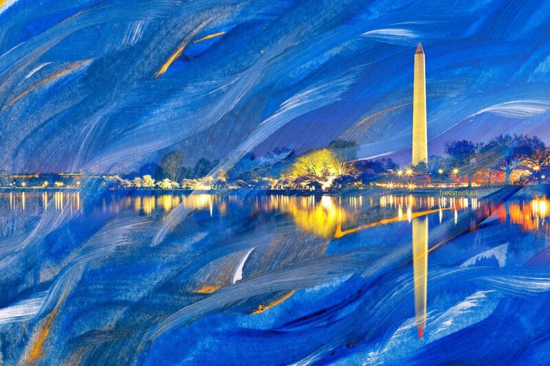Washington Monument at Night — Blue