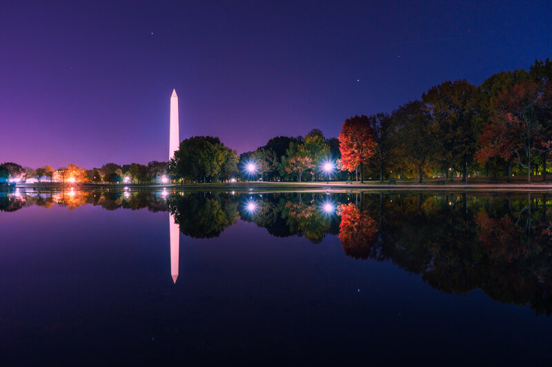 Washington Monument at Night — Purple