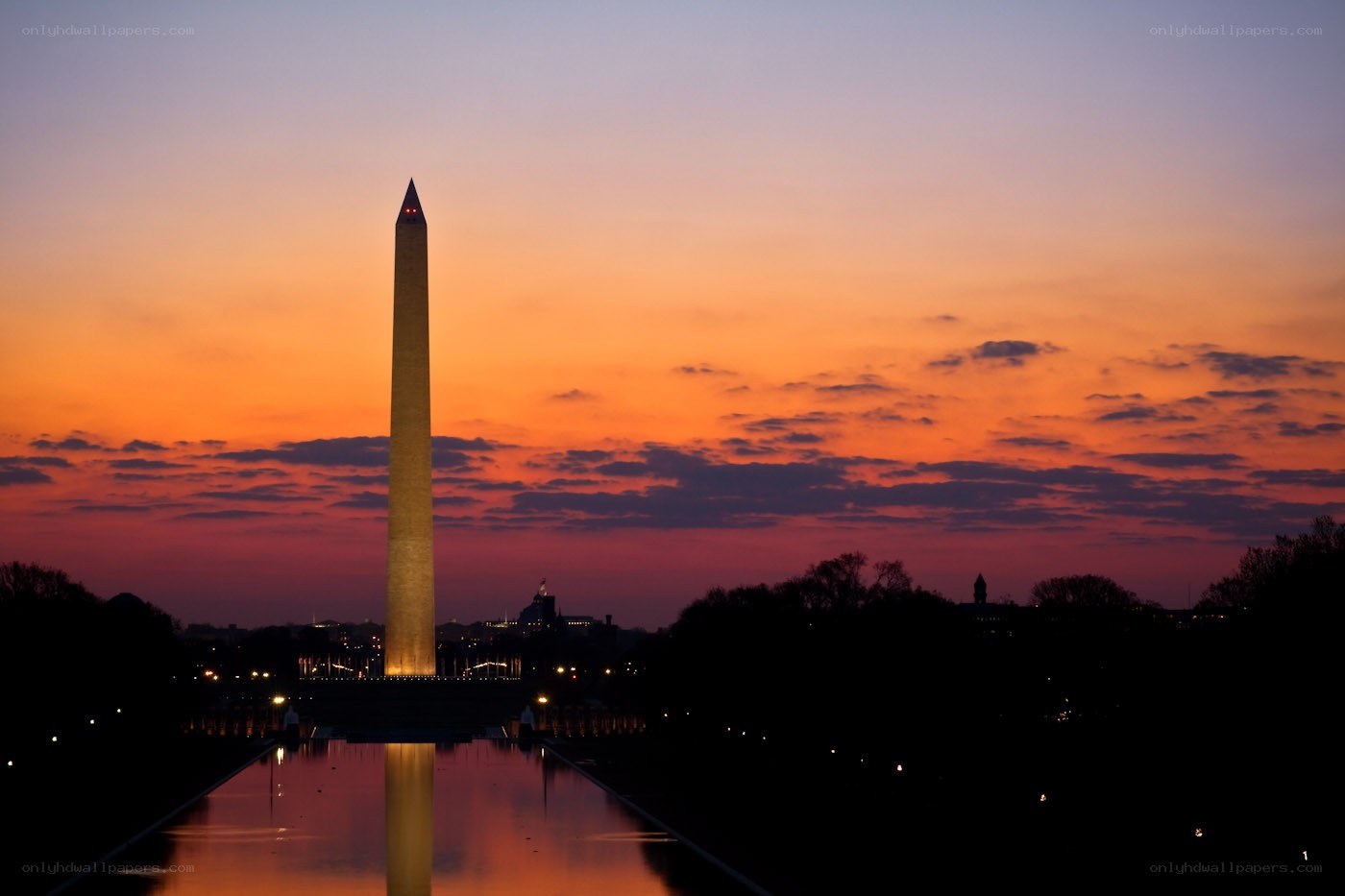 Washington Monument at sunset