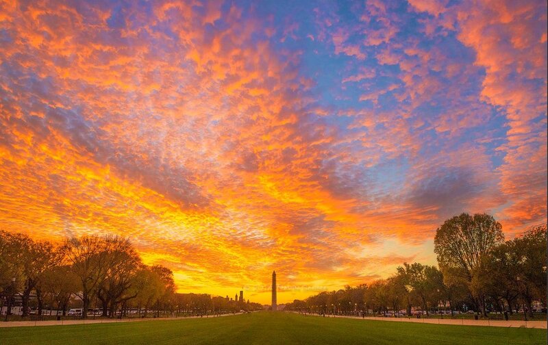Washington Monument at Sunset — Orange