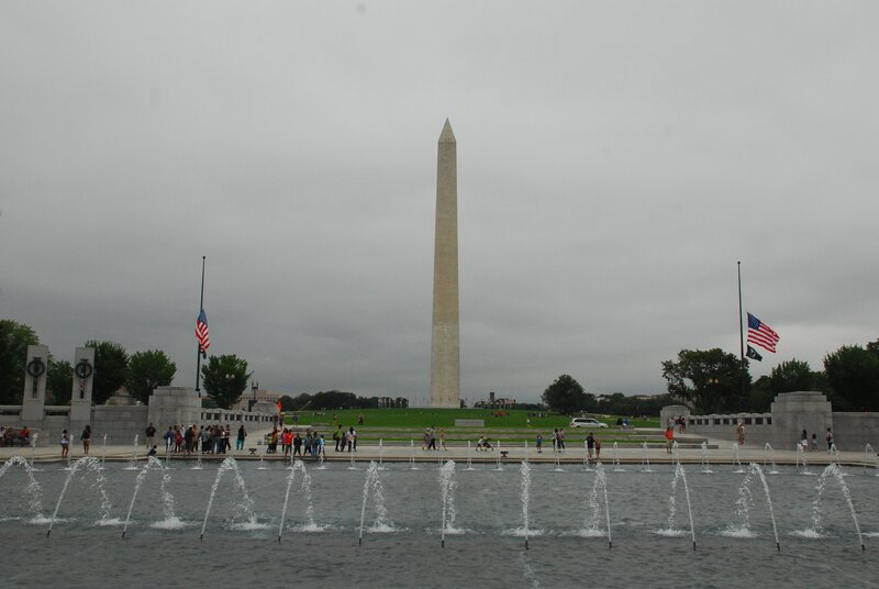 Washington Monument on a cloudy day
