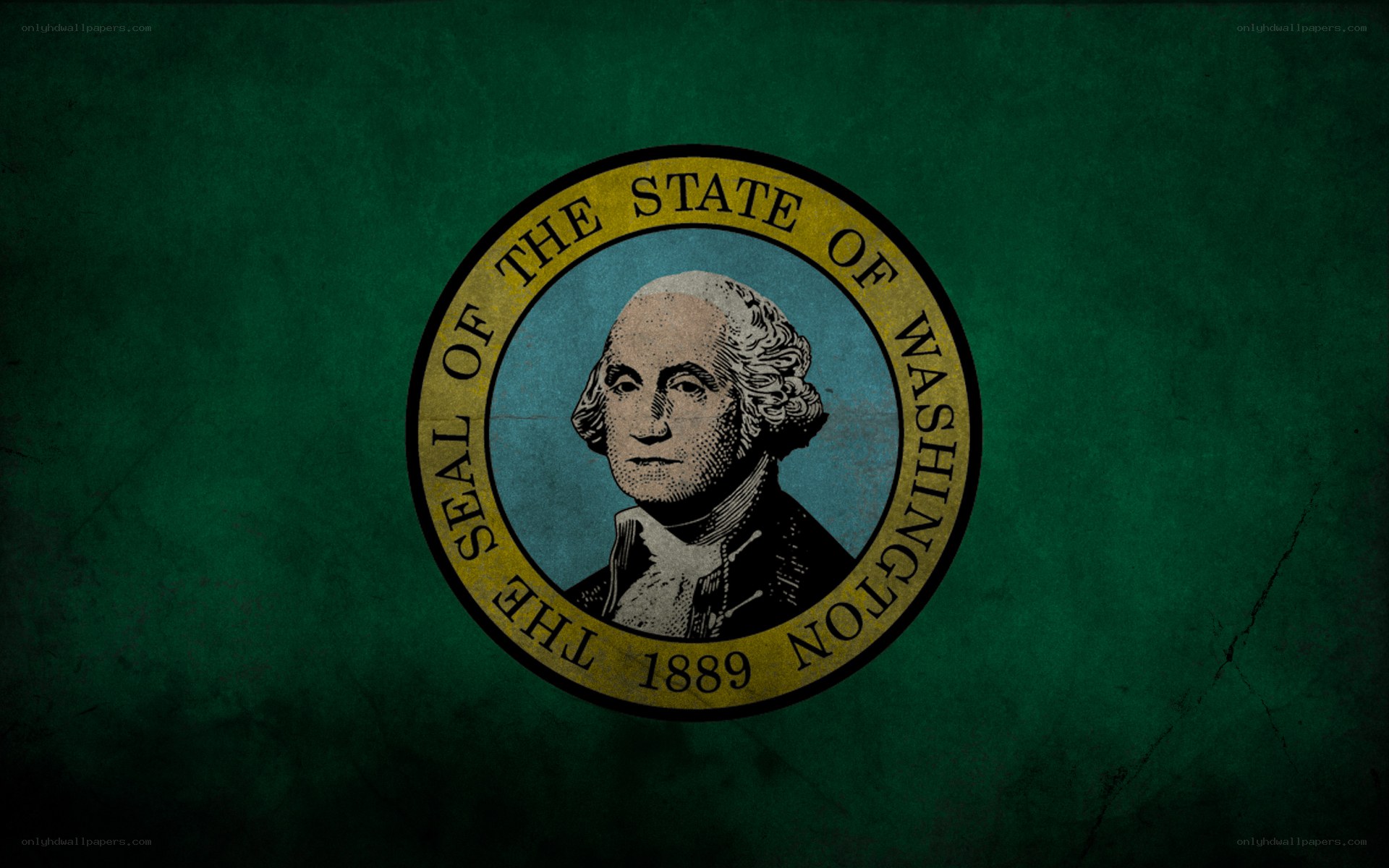 Washington state seal on green