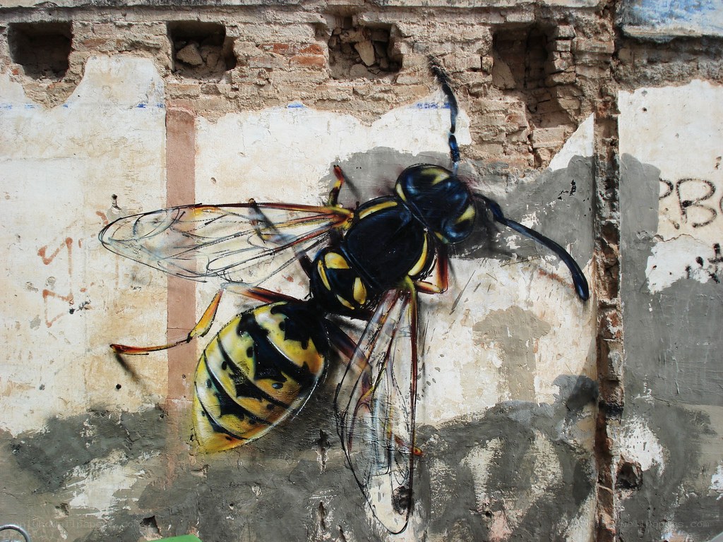 Wasp street art mural