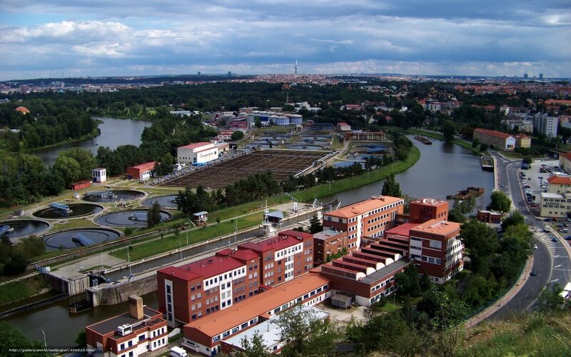 Wastewater treatment plant and river