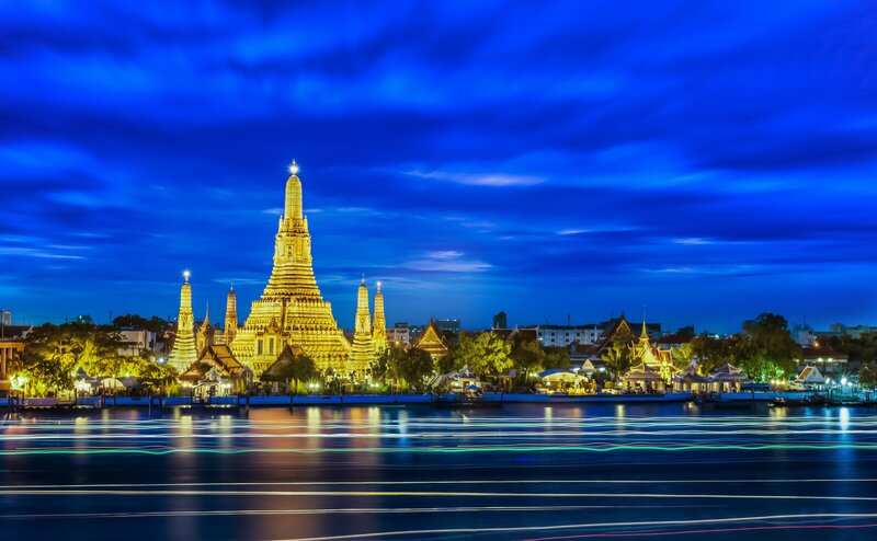 Wat Arun Temple at Night — Blue