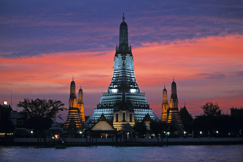 Wat Arun Temple — Purple, Dramatic, Sunset, Photograph