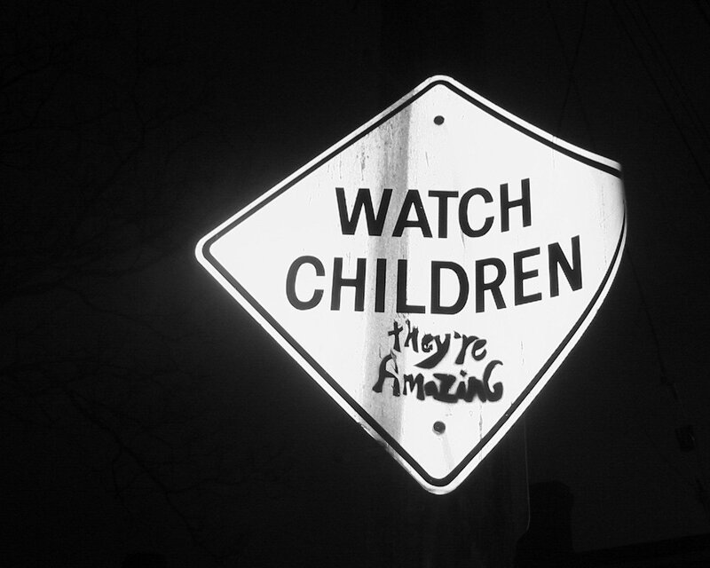 Watch Children sign with graffiti