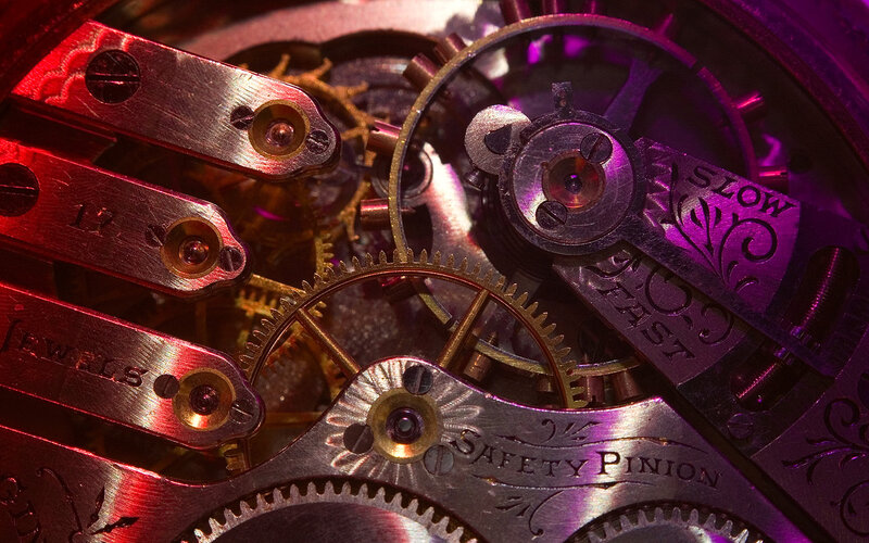 Watch Mechanism Gears — Red