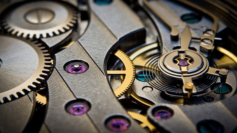 Watch Mechanism Gears — Silver, Detailed