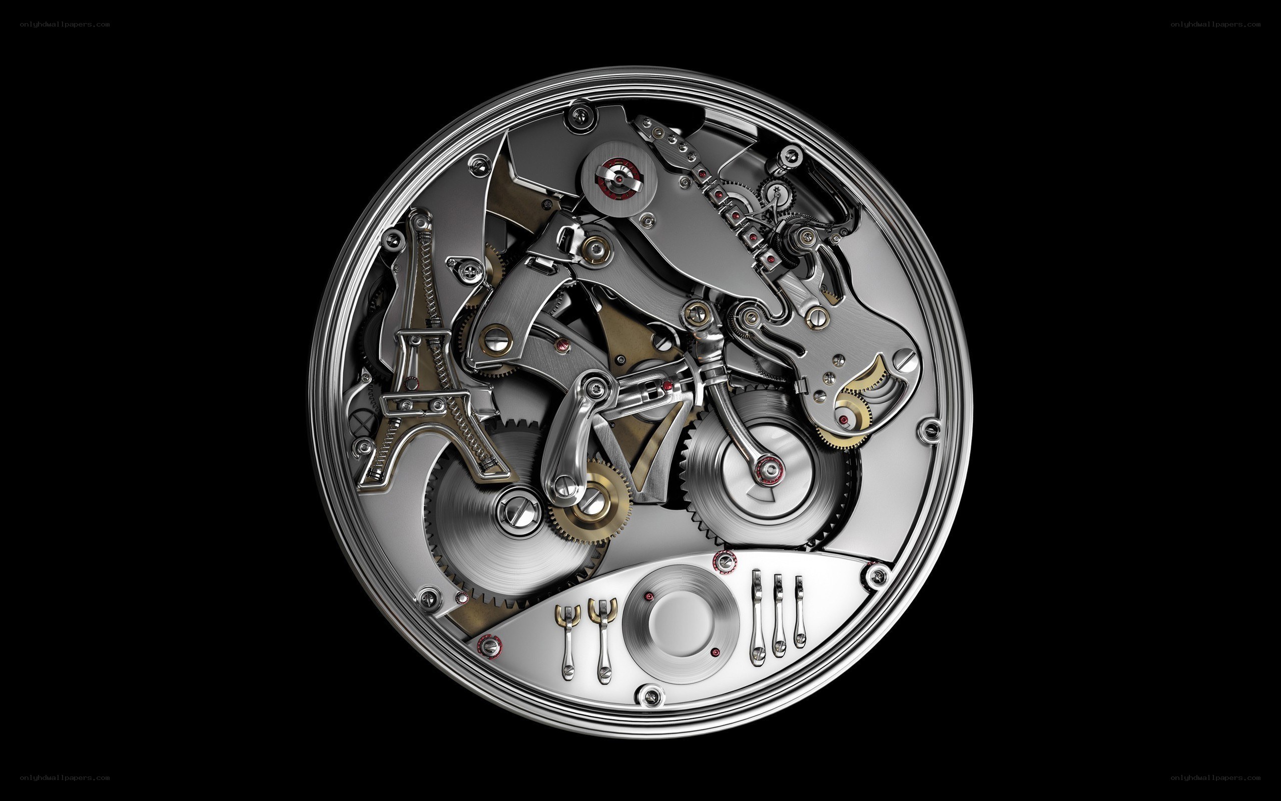 watch mechanism with eiffel tower