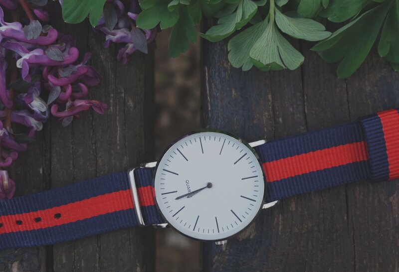 watch with floral background