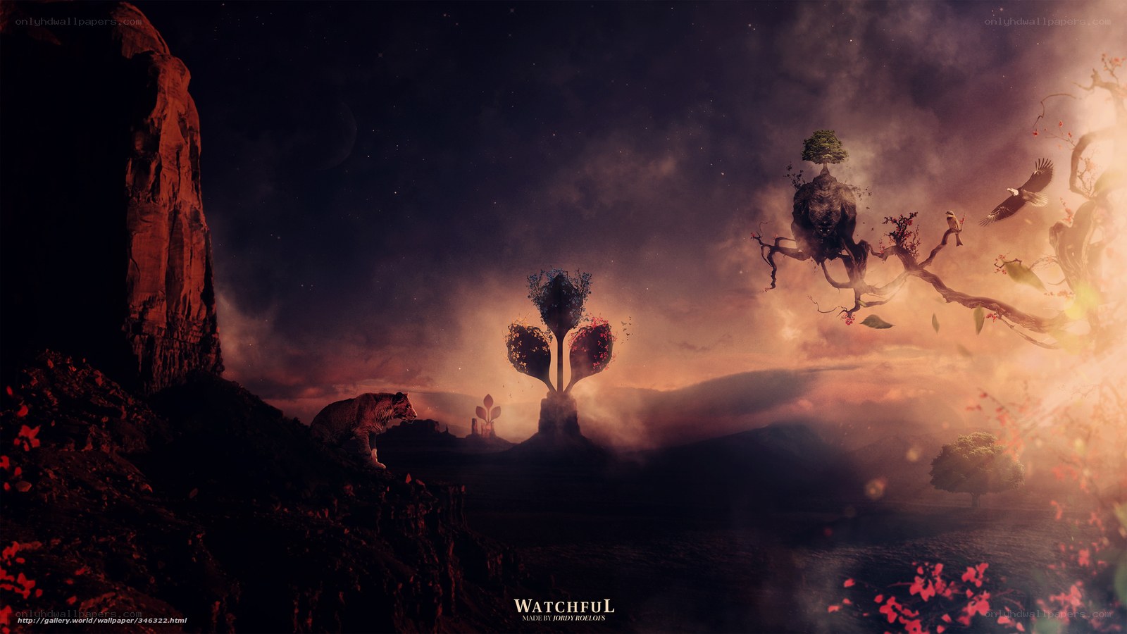 Watchful fantasy landscape