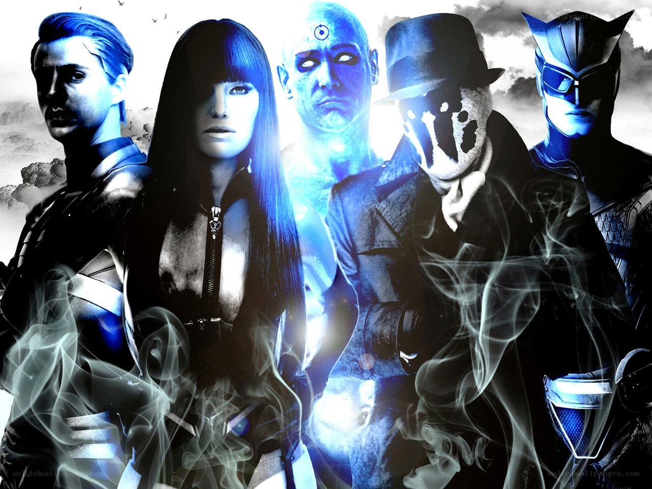 Watchmen characters in blue light
