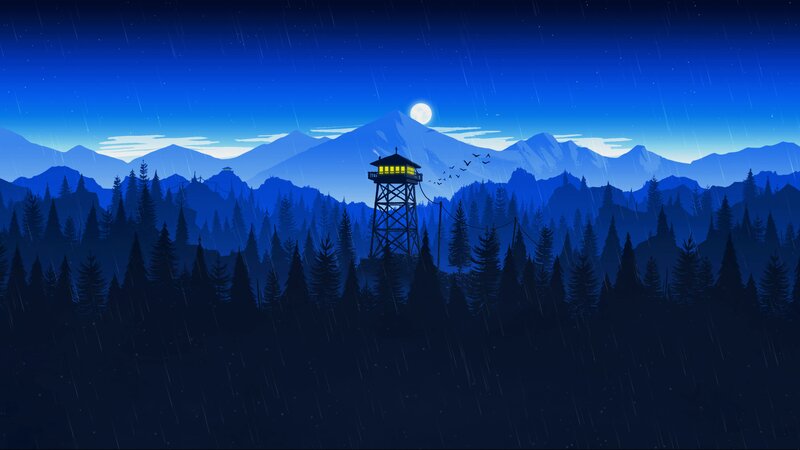 Watchtower in Forest — Blue, Serene