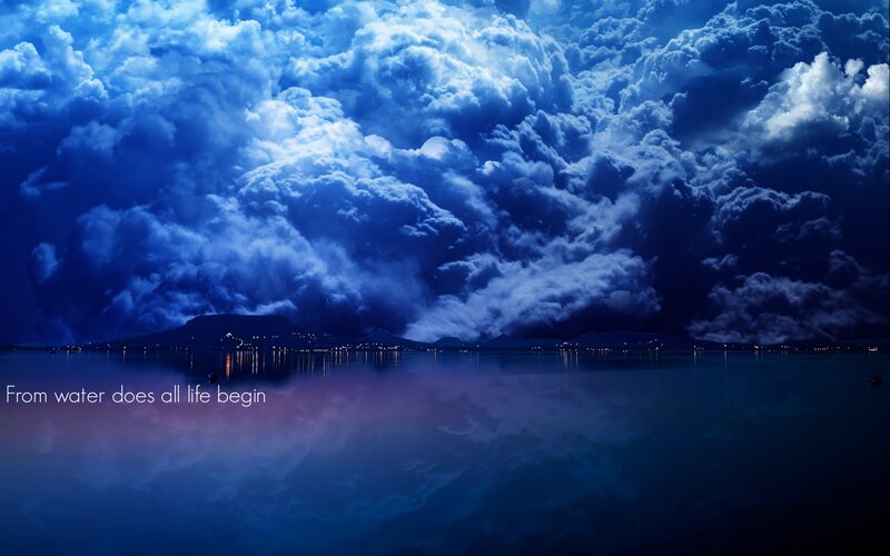 Water and sky at night