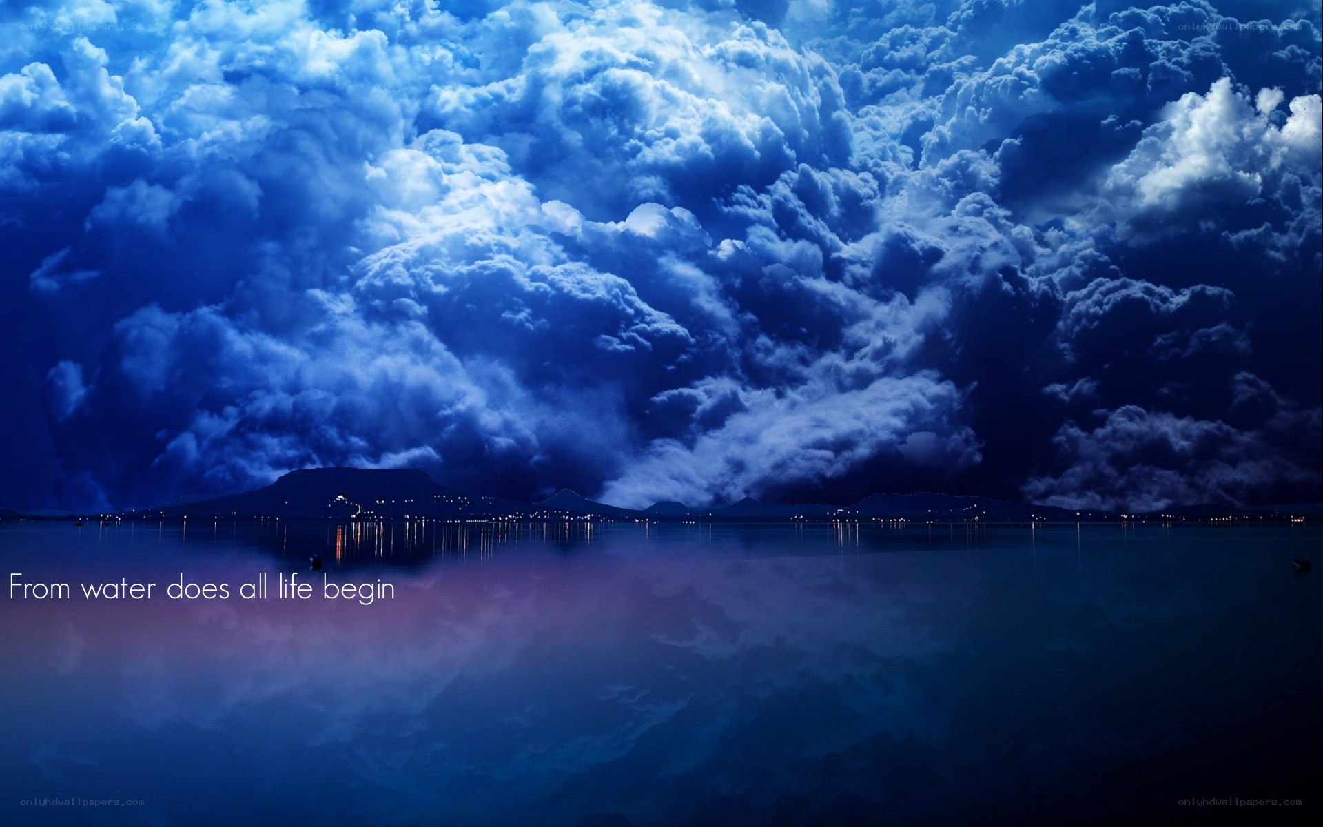 Water and sky at night