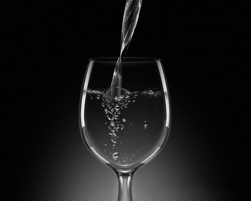 Water Being Poured into Glass — Black, Dramatic, Photograph, Liquid