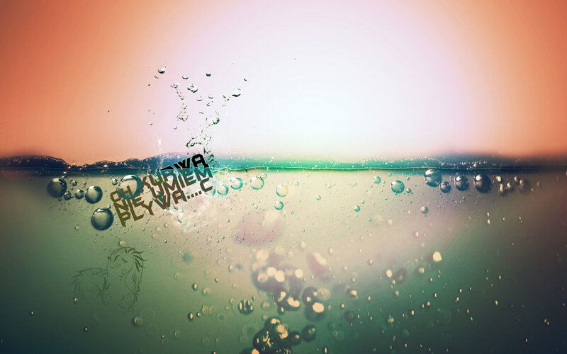 Water bubbles with text overlay