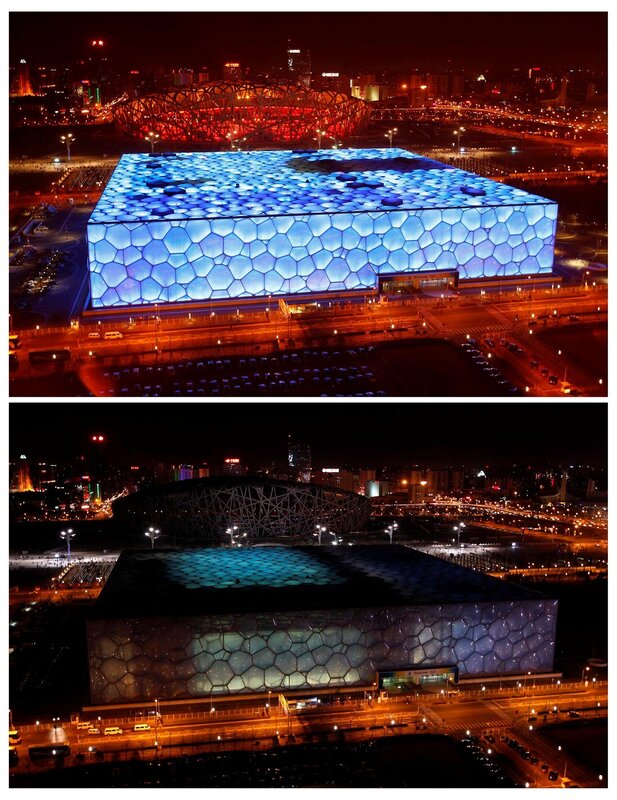 Water Cube at night