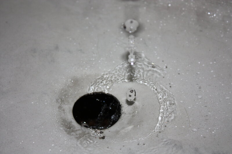 Water draining from sink