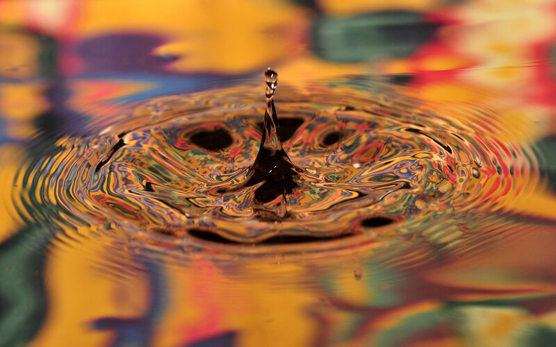 Water Drop Creating Ripple — Yellow