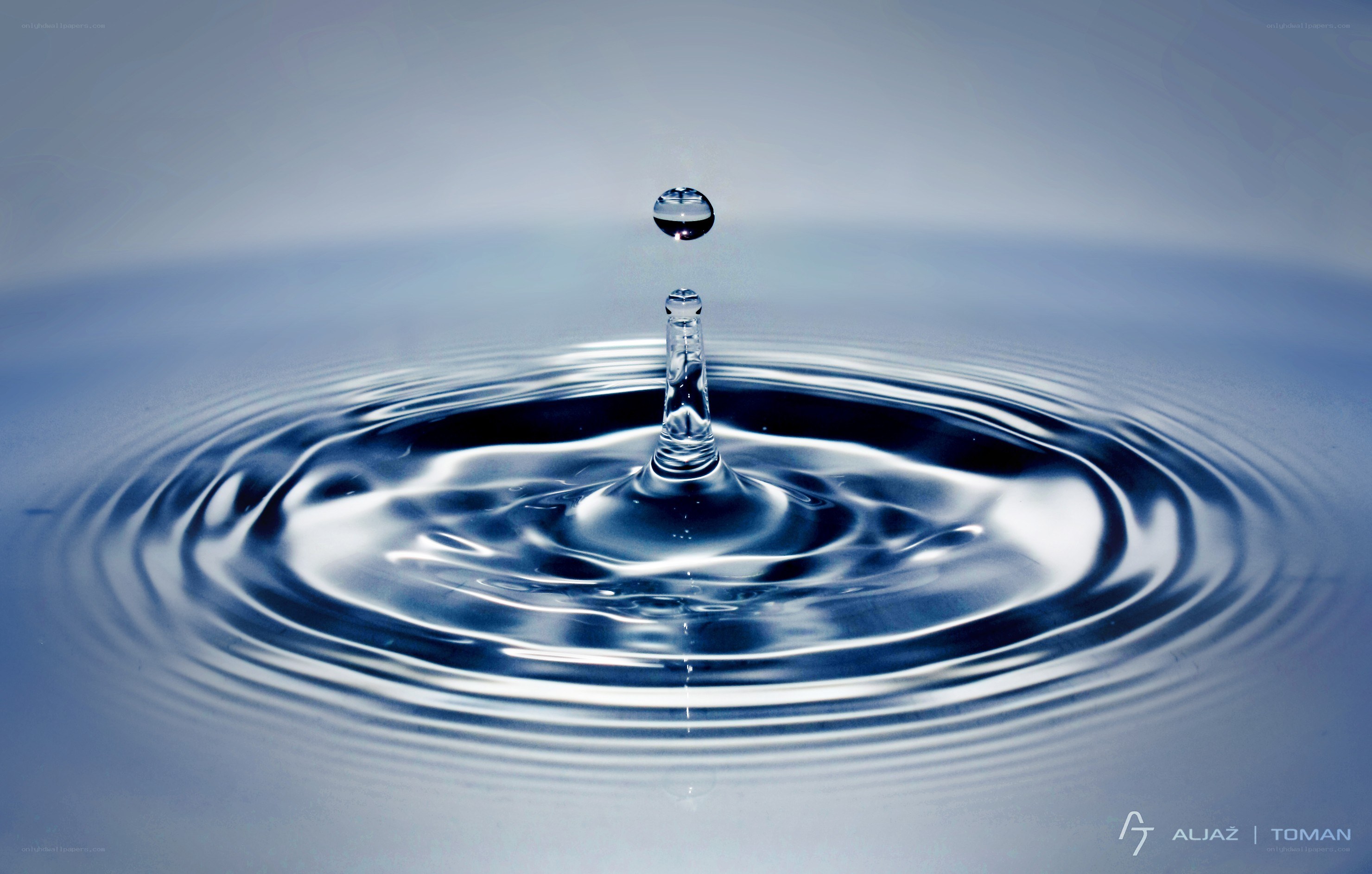 Water drop creating ripples