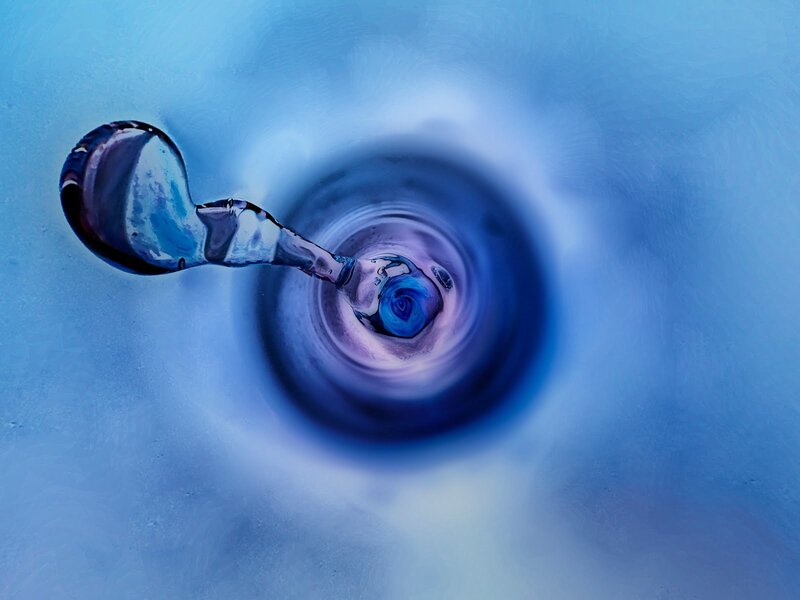Water drop in a vortex