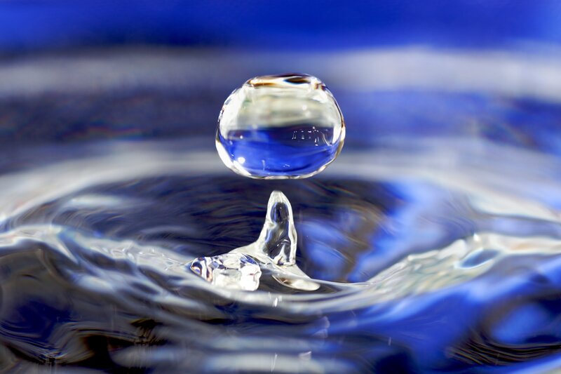 Water drop in motion