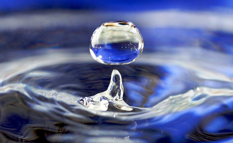 Water drop in motion
