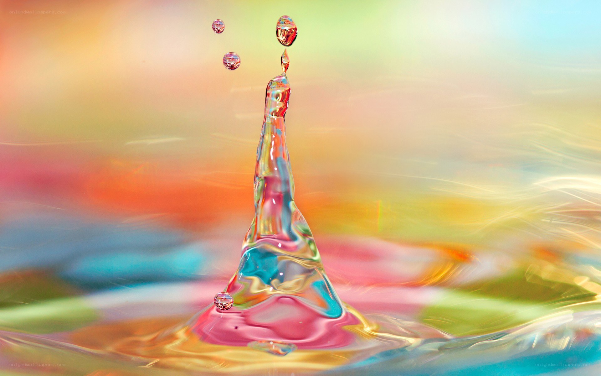 Water drop splash with colorful background