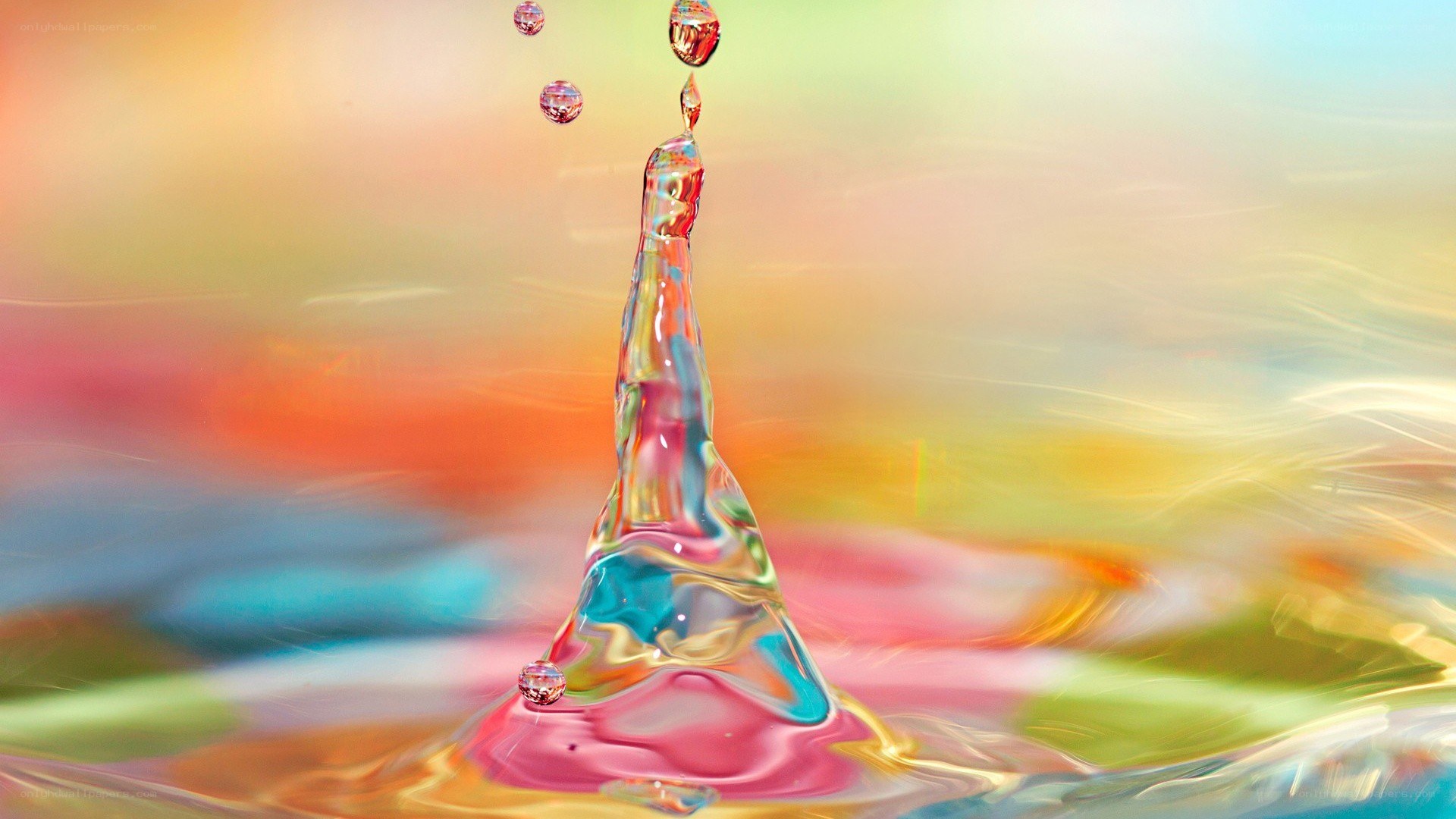Water drop splash with colorful background