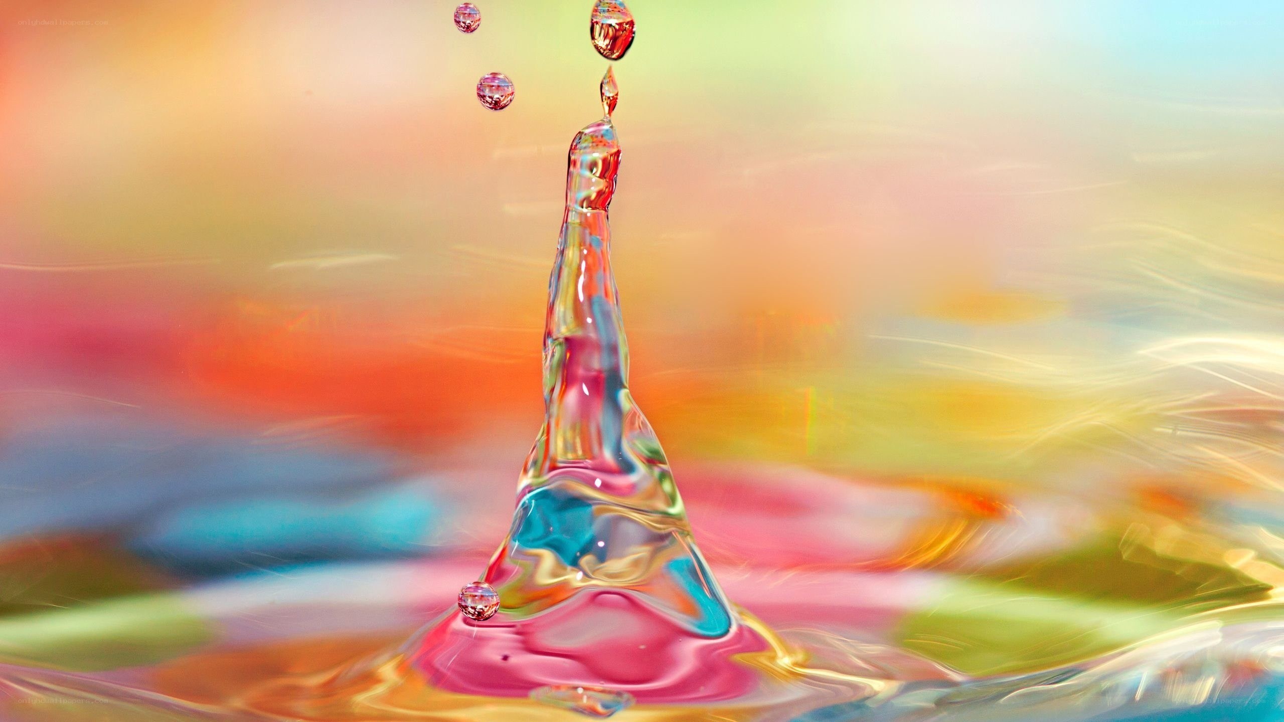 Water drop splash with colorful background