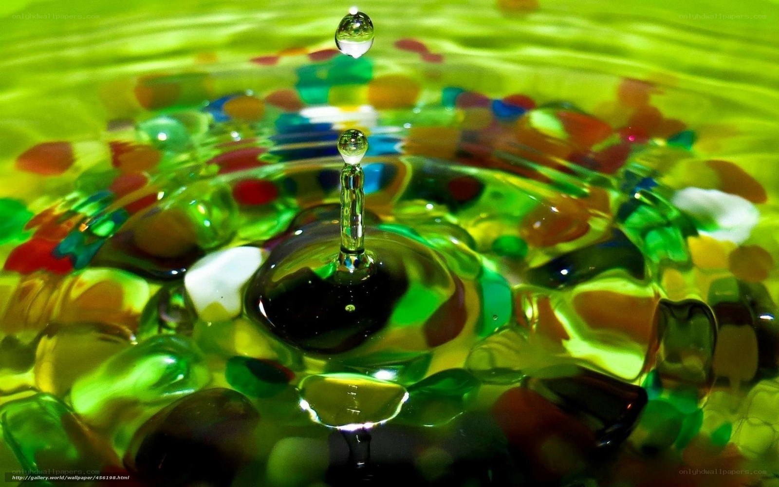 Water drop splash with colorful background
