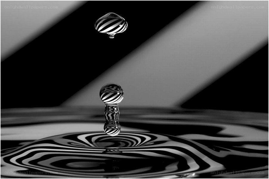 Water drop with striped reflection