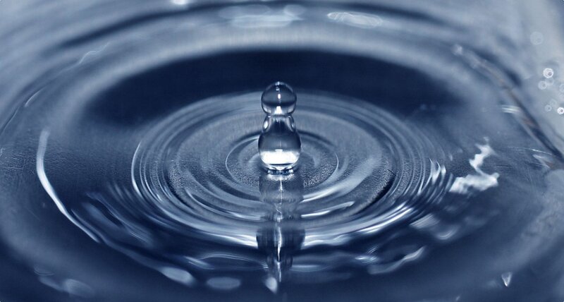 Water Droplet Creating Ripples — Blue, Calm, Photograph, Gray