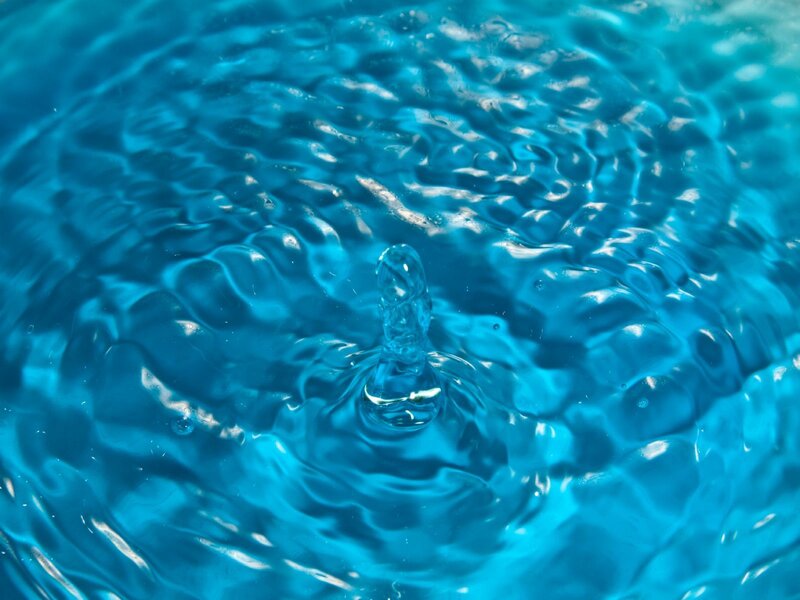 Water Droplet Impact — Blue, Calm, Photograph, Ripples, Splash, White
