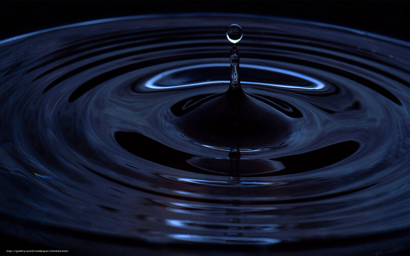 Water Droplet Impact — Blue, Dramatic, Photograph, Ripples