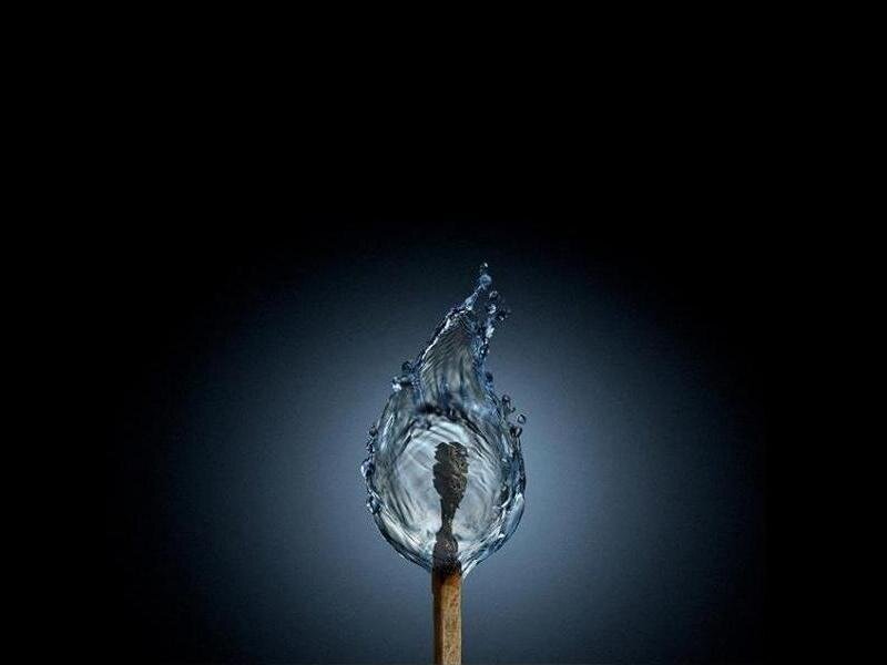 Water droplet on a match