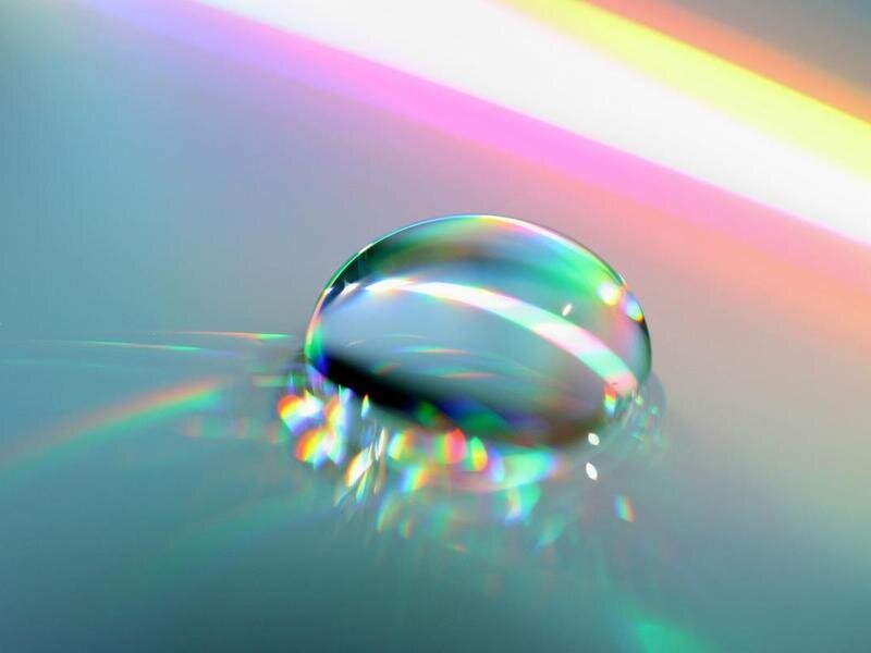 Water droplet on a rainbow surface