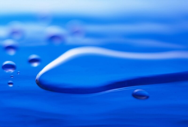 Water Droplet on Blue Surface — Calm, Photograph
