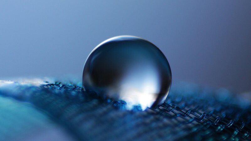 Water Droplet on Fabric — Blue, Calm